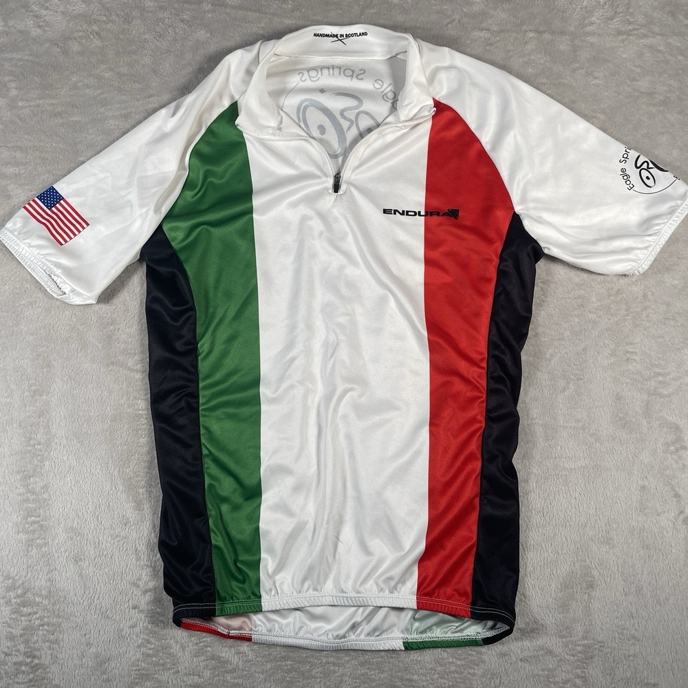 Endura Coolmax Cycling Jersey Shirt Mens Small Italy Flag USA Eagle‎ Springs